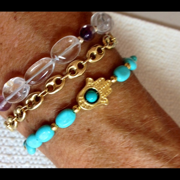 🕉 Turquoise Hamsa Hand Yoga Bracelet - Picture 2 of 3