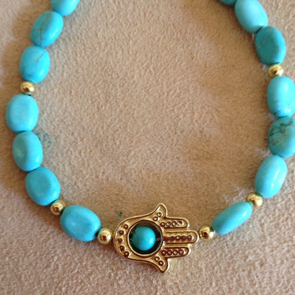🕉 Turquoise Hamsa Hand Yoga Bracelet - Picture 3 of 3