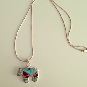Turquoise Tribal Bear Necklace