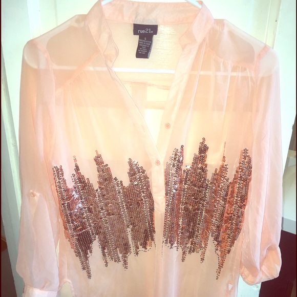 Sheer and sequined shirt
