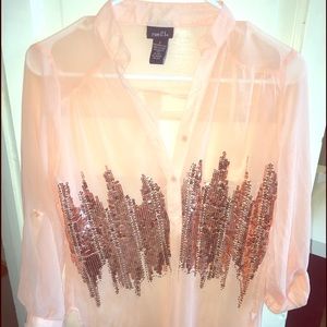 Sheer and sequined shirt