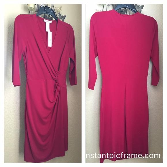 New Sz 8 (M) Red Laundry by Design Faux Wrap Dress