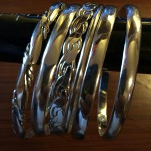 Six sterling silver bracelets