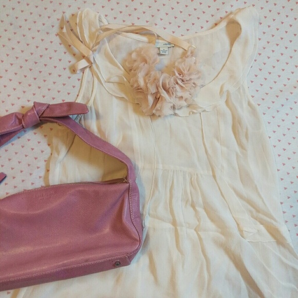 Sheer Cream Ruffle Top - Picture 1 of 3