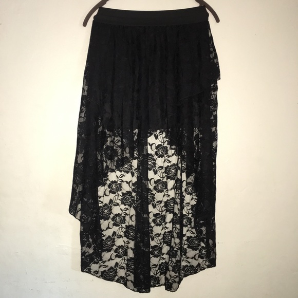 Black Lace High Low Skirt Size XL