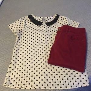 Polka Dot Peter Pan Collar Top