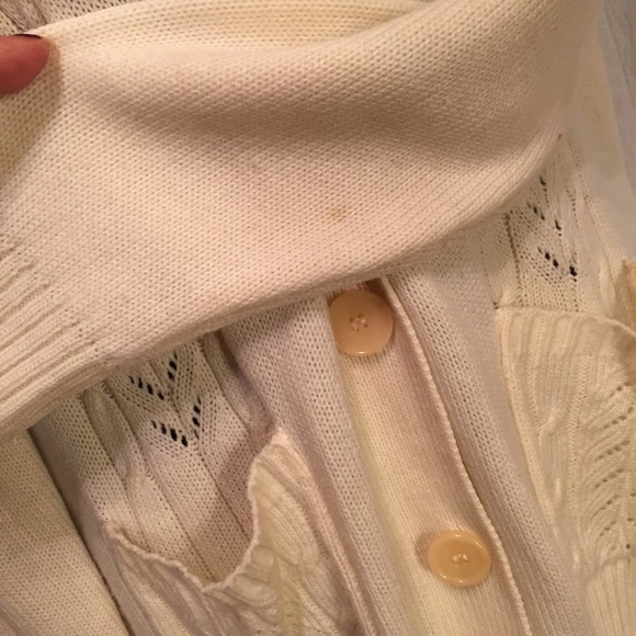 Cream vintage cardigan sweater 70s M - Picture 4 of 4