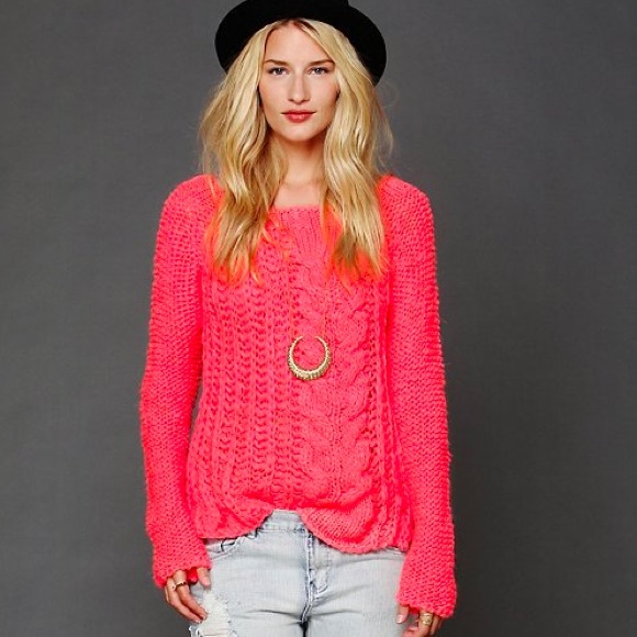 Free People Sweaters - Free People coral neon sweater