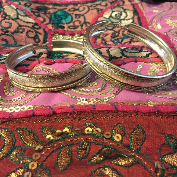Hooped, Bamboo detail silver & gold earrings