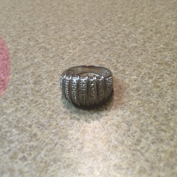 Sterling silver diamond ring