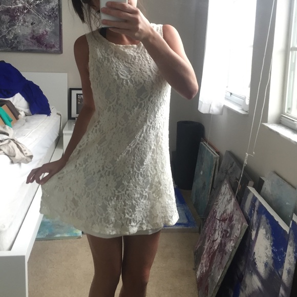 Love Fire Dresses & Skirts - Cream lace mini dress