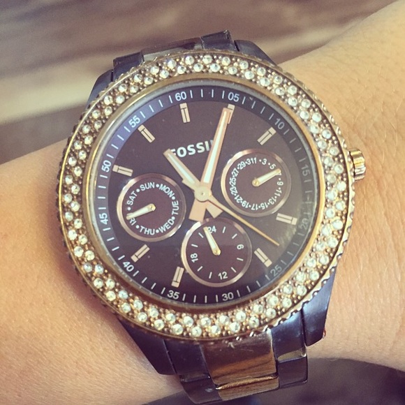 Brown&Gold Fossil watch. Good condition!