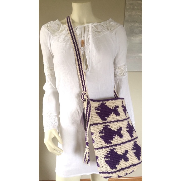 Adventure trading company Handbags - Guatemala woven ikat fish cross body satchel