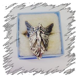 Vintage Silver Goddess & Wings Unusual Ring