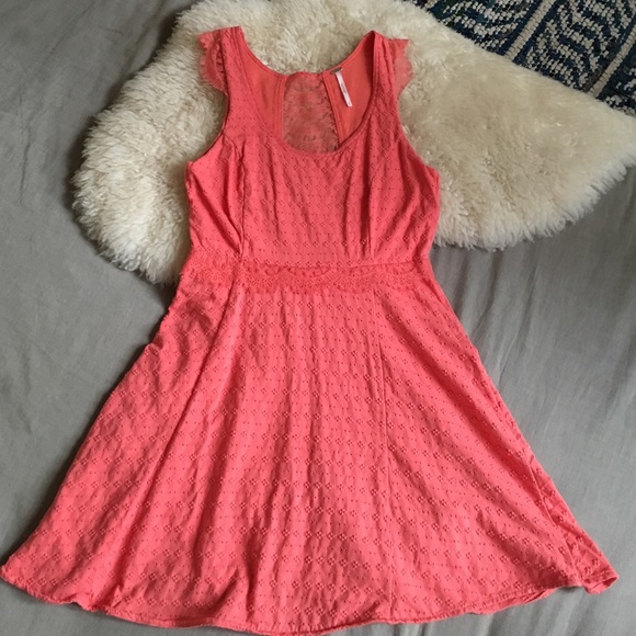 Free people coral/orange eyelet dress - Picture 1 of 4