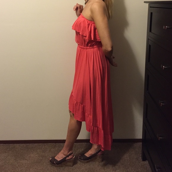 Strapless coral high-low dress! - Picture 1 of 4