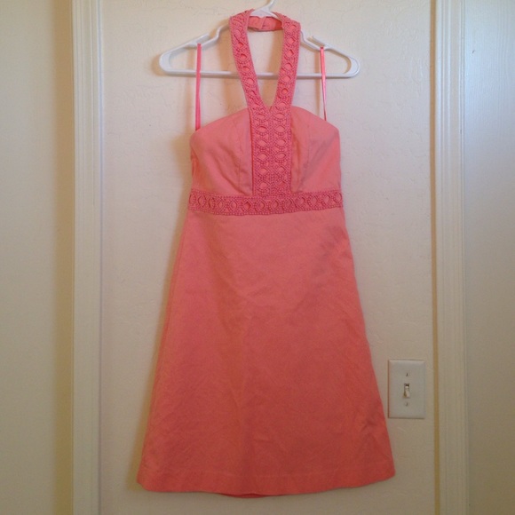 Coral halter dress