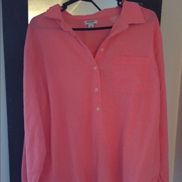 XXL neon pink eyelet blouse