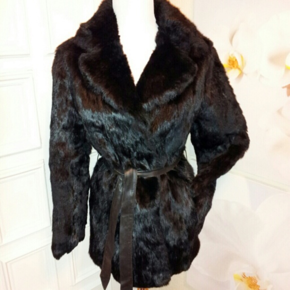No Tag Label Jackets & Blazers - ~EUC~ Black Rabbit Fur Coat Small