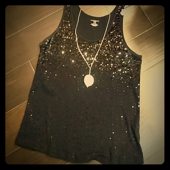Lane Bryant Tops - Black Sequined ribbed knit tank