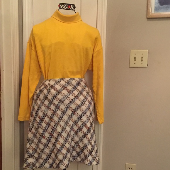 TALBOTS 100% WOOL CREAM PLAID SKIRT - Picture 1 of 4