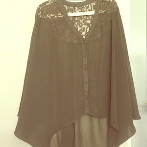 Sheer brown flowy top NOT FREE PEOPLE