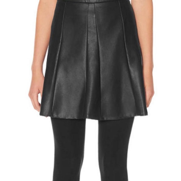 Black faux leather skater skirt.