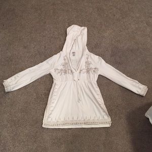 Lucky Brand 3/4 sleeve hoodie with tie waist