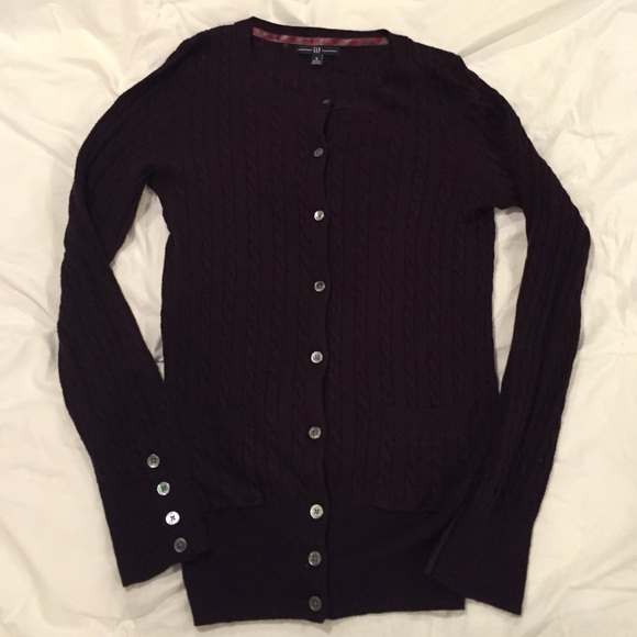 Cable Knit Dark Purple Gap Cardigan