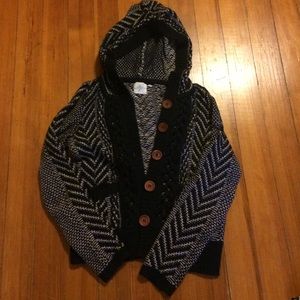 Navy & white hooded sweater