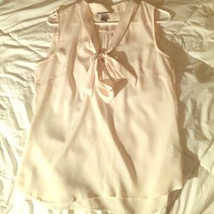 White tie-neck blouse