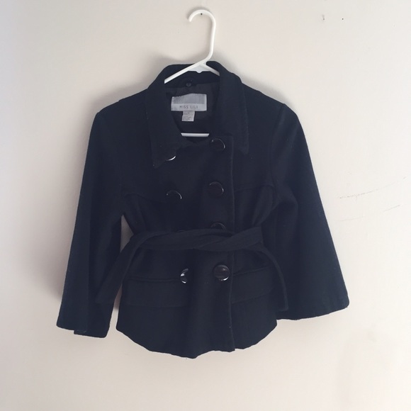 Black Peacoat Cropped Sleeve jacket