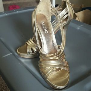 Gold high heels