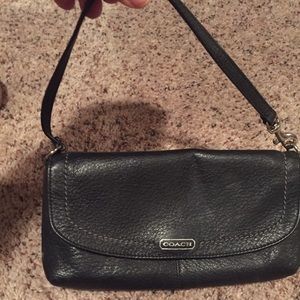 Auth black coach leather wristlet wallet