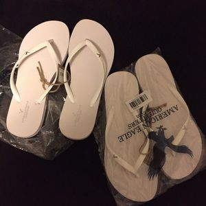 White American eagle flip flops