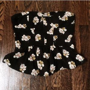 black floral peplum top
