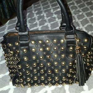 Black studded doctor  satchel