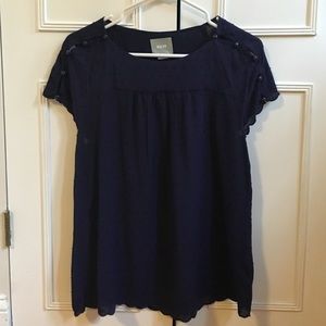 Anthro Meave peasant top in blue