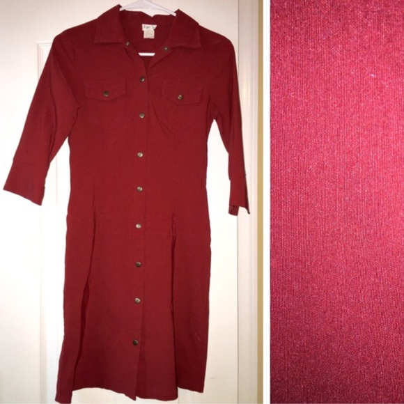 Deep red stretch quarter-length sleeve dress XS/S - Picture 2 of 2