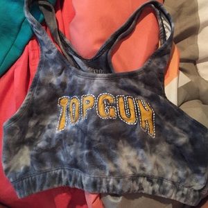 Black tie dye Top Gun sports bra