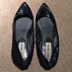 Black snake skin flats