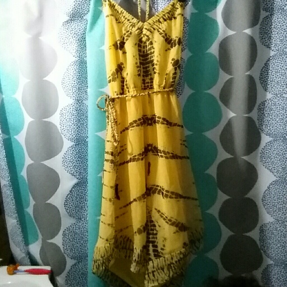 Yellow and black halter dress