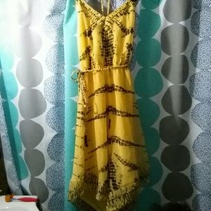Yellow and black halter dress