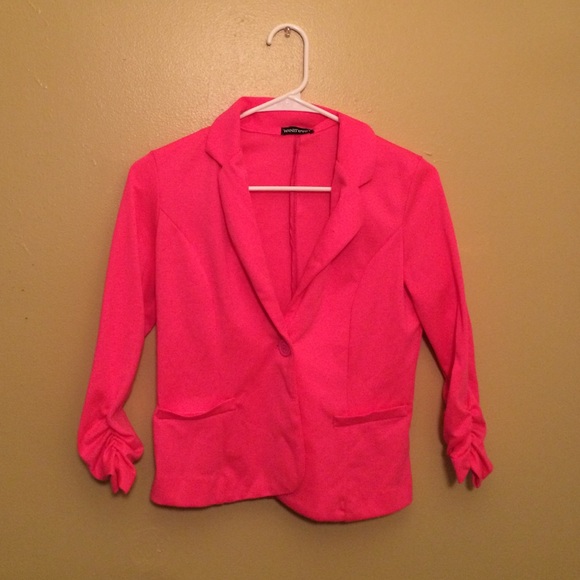 Small Hot Pink Mid Sleeve Blazer