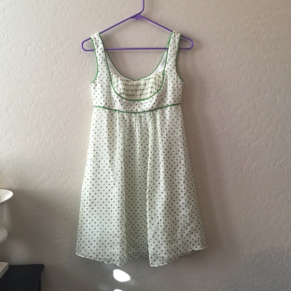 Betsy Johnson White and Green Polka Dot Dress
