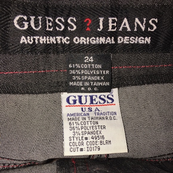 GUESS black denim skirt w/ red stitching - Picture 3 of 4