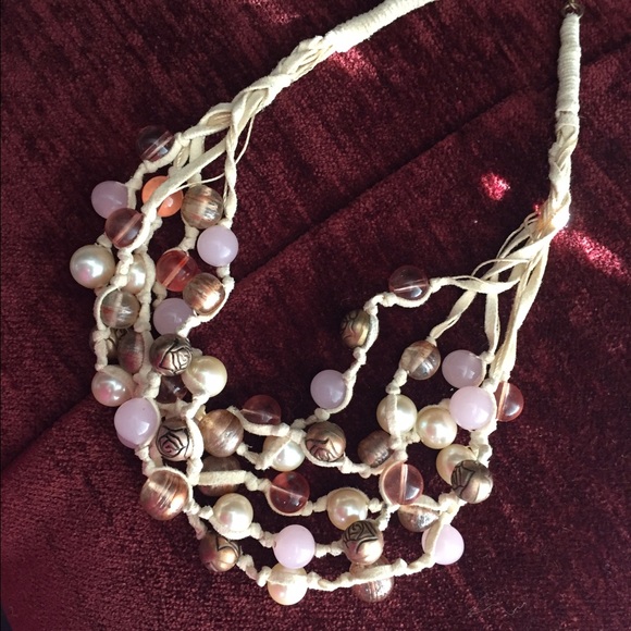 beautiful bead and leather braided necklace