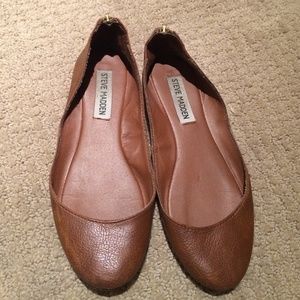 Brown leather ballet flats