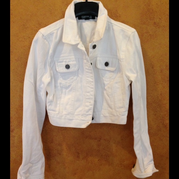 White Denim Crop Jacket