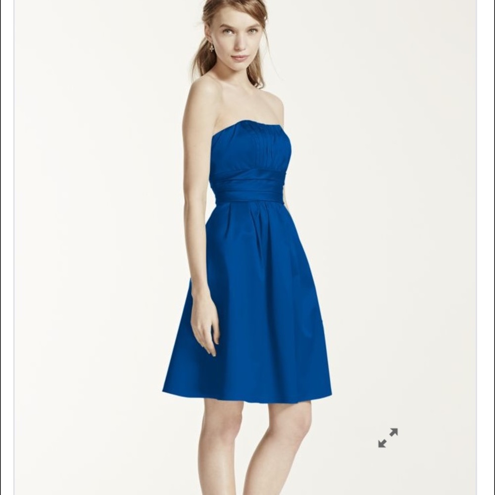David's Bridal Strapless Bridesmaid Dress